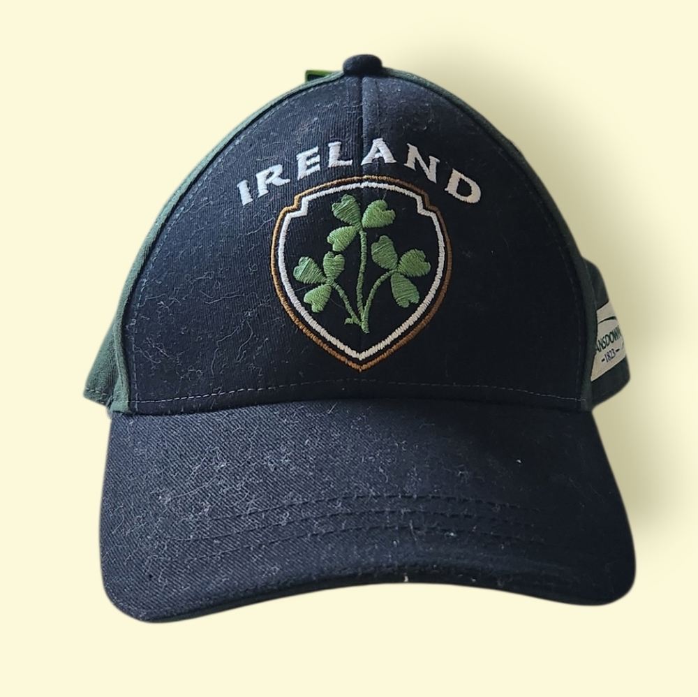 NWT Lansdowne Ireland Shamrock Crest Black and Green Baseball Cap